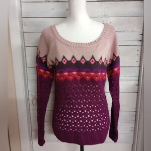Y2K Wet Seal Sweater Women's Wool Blend Size Large Fair Isle Mutlicolored Wool